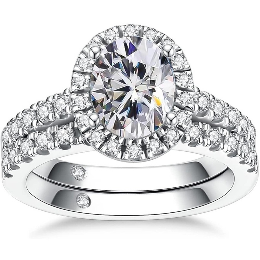 Moissanite Engagement Ring Oval Cut GRA Certified Wedding Anniversary 18K 925 - Picture 12 of 14
